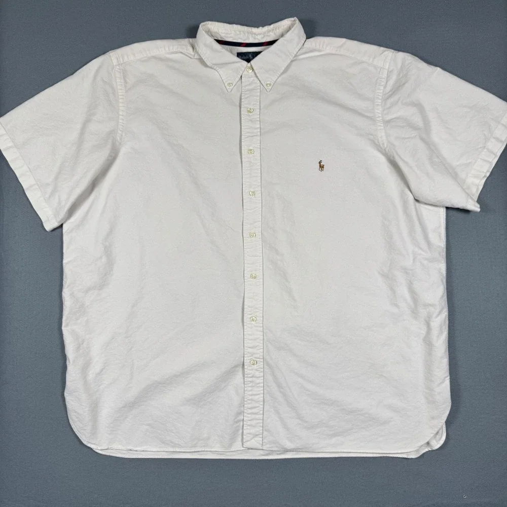 Polo Ralph Lauren Shirt Mens 3XL White Cotton Oxford Short Sleeve Classic Pony